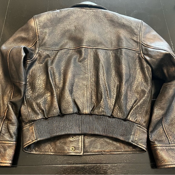 Jen Ceballos x Mango Leather oversized strong shoulder bomber size xs brown - Picture 2 of 8